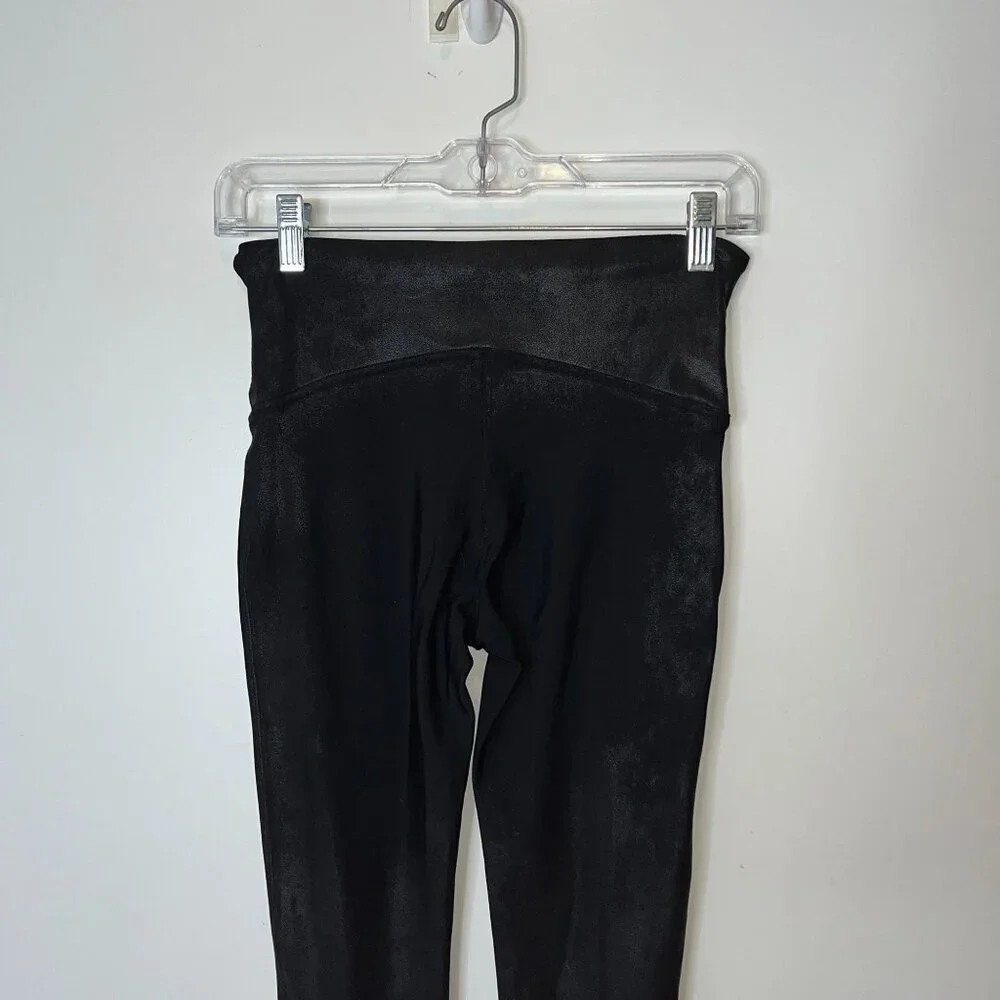 SPANX Black shape Faux Leather Leggings Women MEDIUM